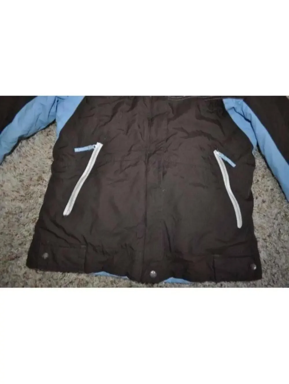 Columbia Winter Jacket Boys 14/16 Blue Brown Hooded Water Resistant Snow Ski